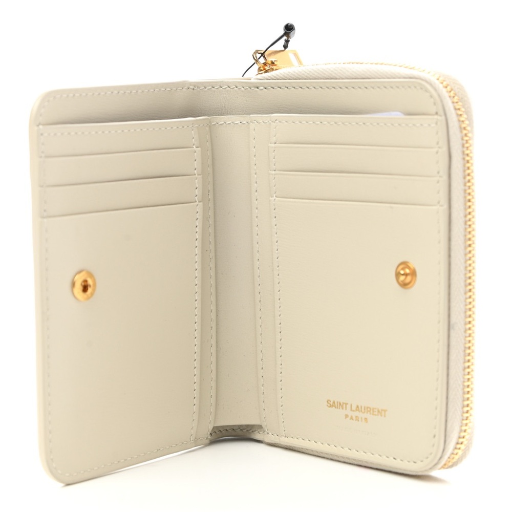 YSL Calfskin Compact Zip Around Wallet Crema Soft - Picture 2 of 6